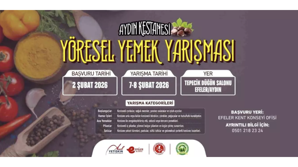 Aydın Kestanesi Yöresel Yemek Yarışmasıyla Mutfaktaki Gücünü Gösterecek